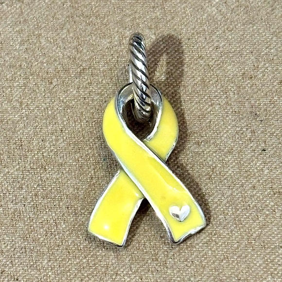 🆕 Brighton Support Our Troops Yellow Ribbon charm with Silver mini-heart Retired - Picture 1 of 4